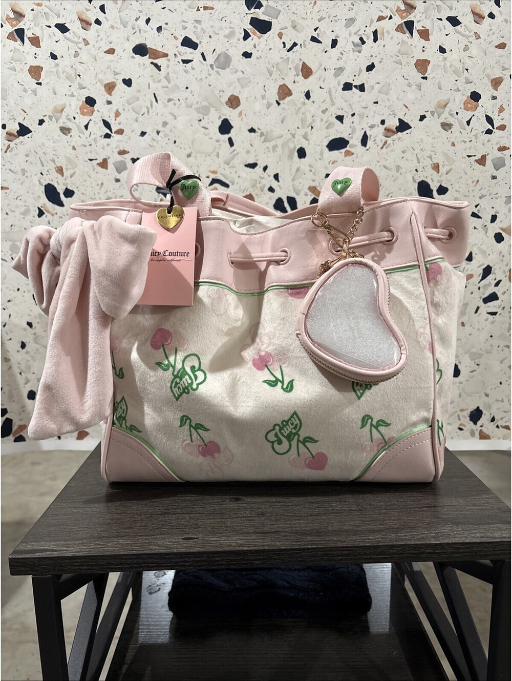 Juicy Couture Retro Cherry Gelato Daydreamer Tote Bag Cream NWT